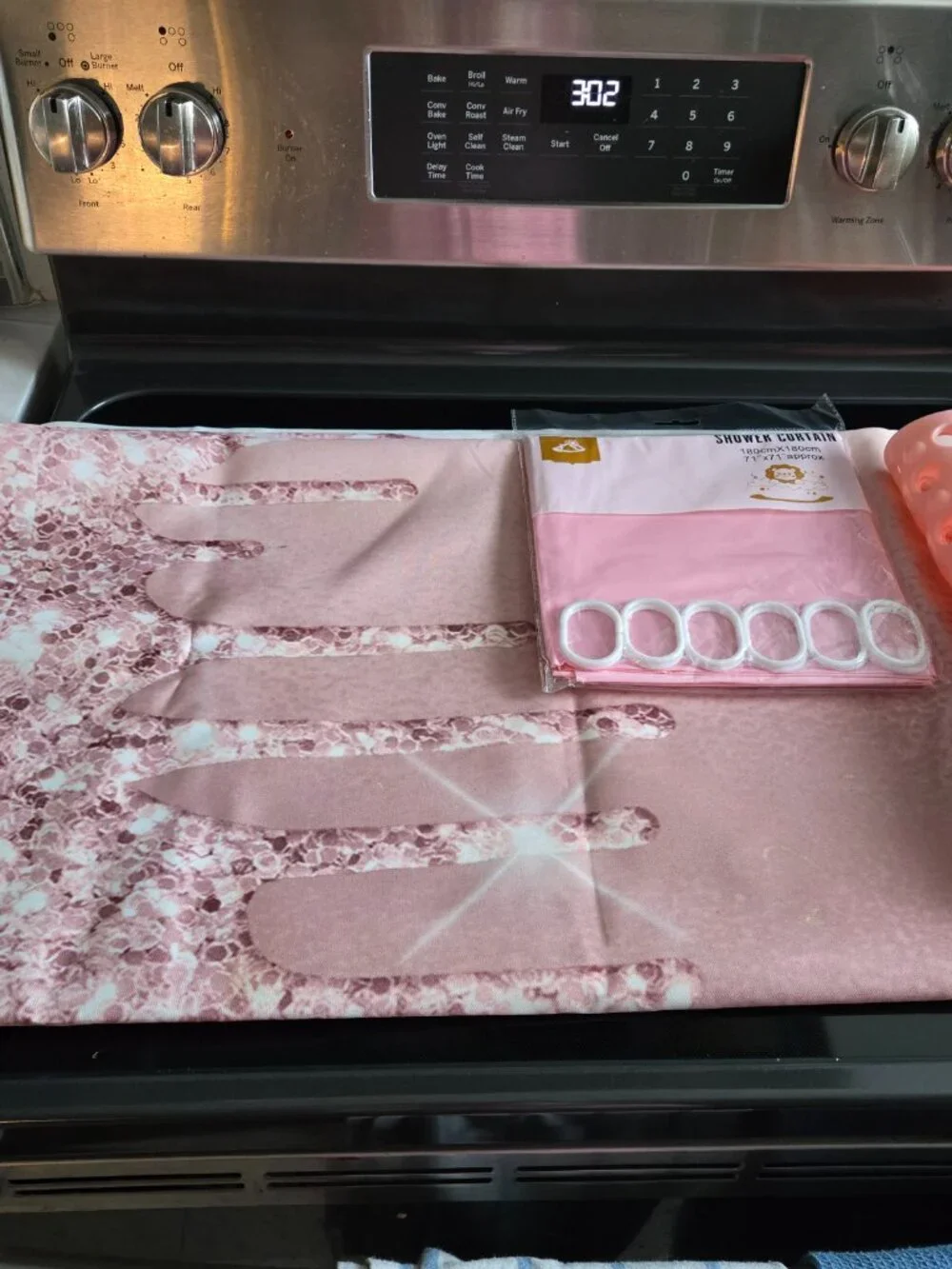 Pink Shower Curtain, Liner & Bath Mat Set